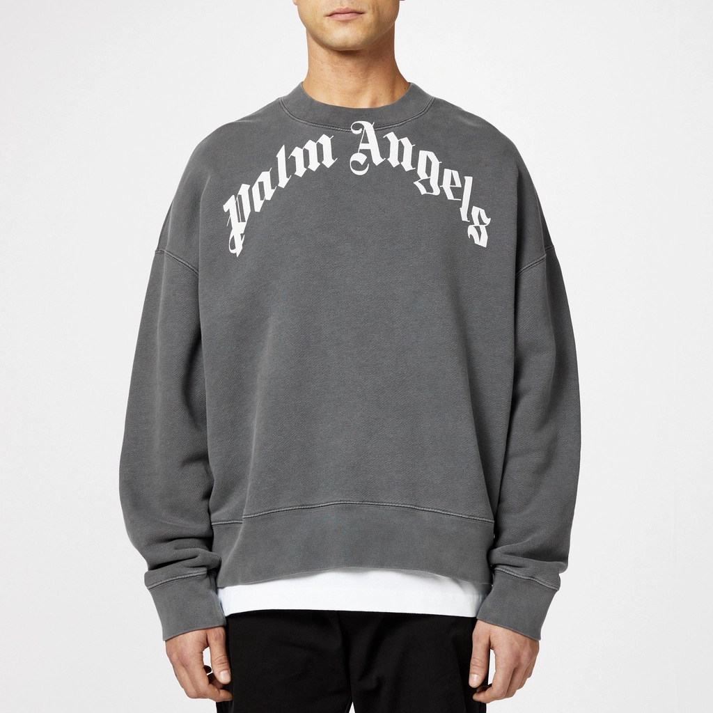 Palm Angels Curved Logo Sweatshirt - Black 1001